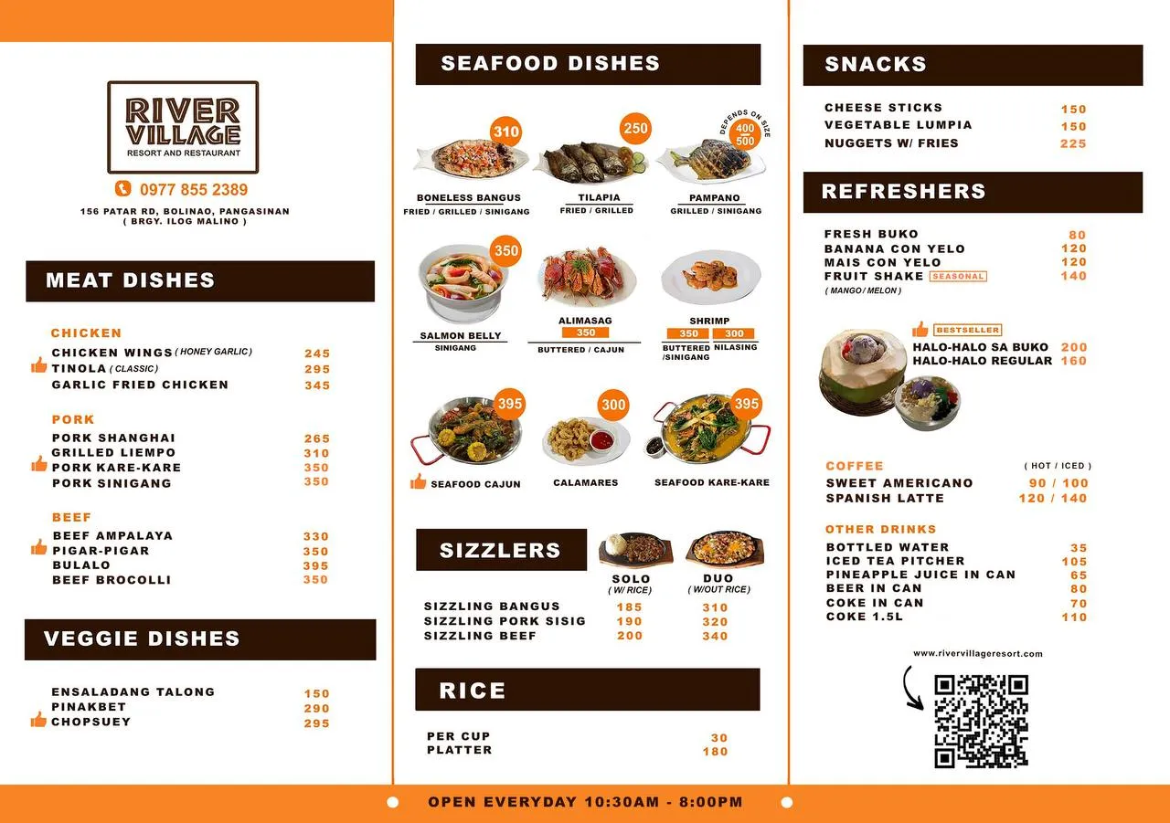 river village menu 1 prices